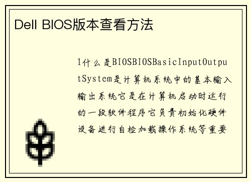 Dell BIOS版本查看方法